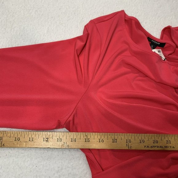 NWT Alfani Women's 2X Flamenco Pink 3/4 Sleeve Waist Twist Stretch Blouse $65 - Picture 5 of 8